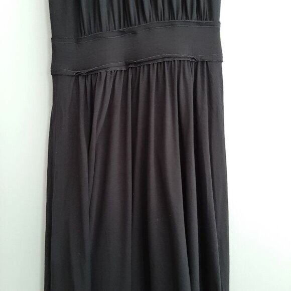 BCBG Max Azria Pleated Defined Waist Knee Length Midi Dress Black Sz XS - Picture 5 of 15